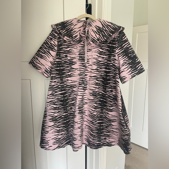 Ganni Women's Print Denim Mini Dress Tiger Stripe Light Lilac - Picture 8 of 8